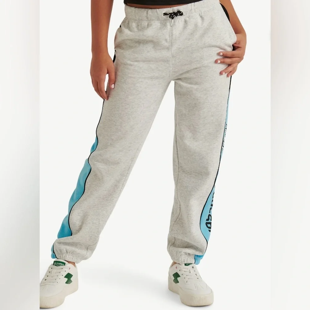 Justice x NASCAR Fleece Jogger Pants Girls XS 5/6 Pearl Heather NWT